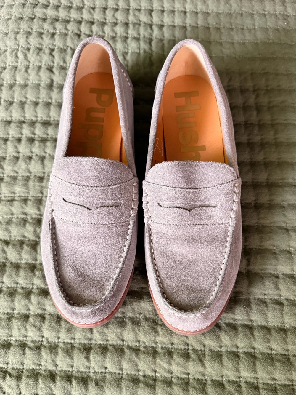 Hush Puppies Women’s Light Gray Suede Penny Loafers